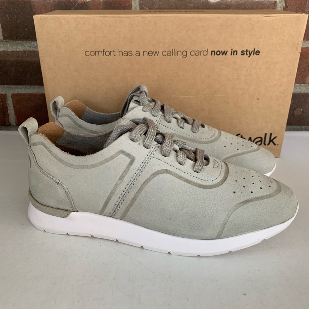 SoftWalk Womens Stella Grey Leather Athletic Training Lace Up Sneakers US 7.5 W - Picture 1 of 8
